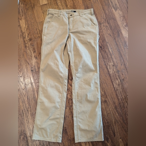 Carhartt Women's Rugged Flex Loose Fit Canvas Work Pant, Khaki, 10 Tall - Picture 11 of 14